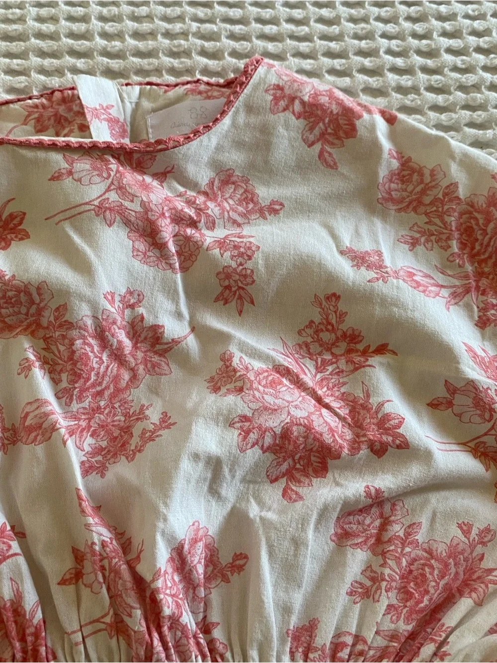 C’era una Volta Girls Pink Floral Toile Smocked Dress Size 8
